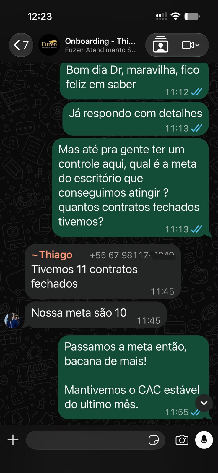 Print de resultado de cliente Euzen