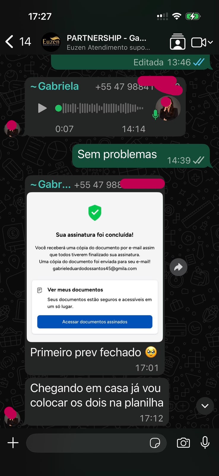 Print de resultado de cliente Euzen